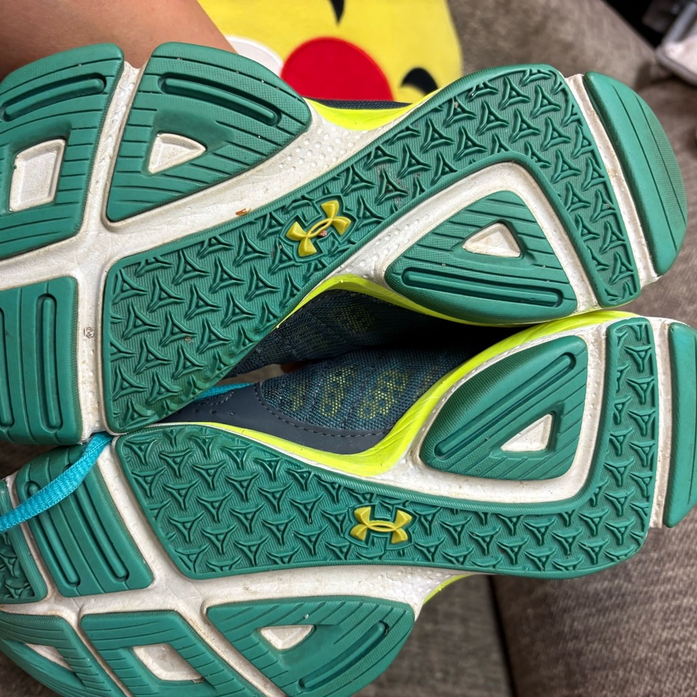 Under Armour Women's Teal, Gray and Yellow Athletic Running Shoes - Picture 3 of 3
